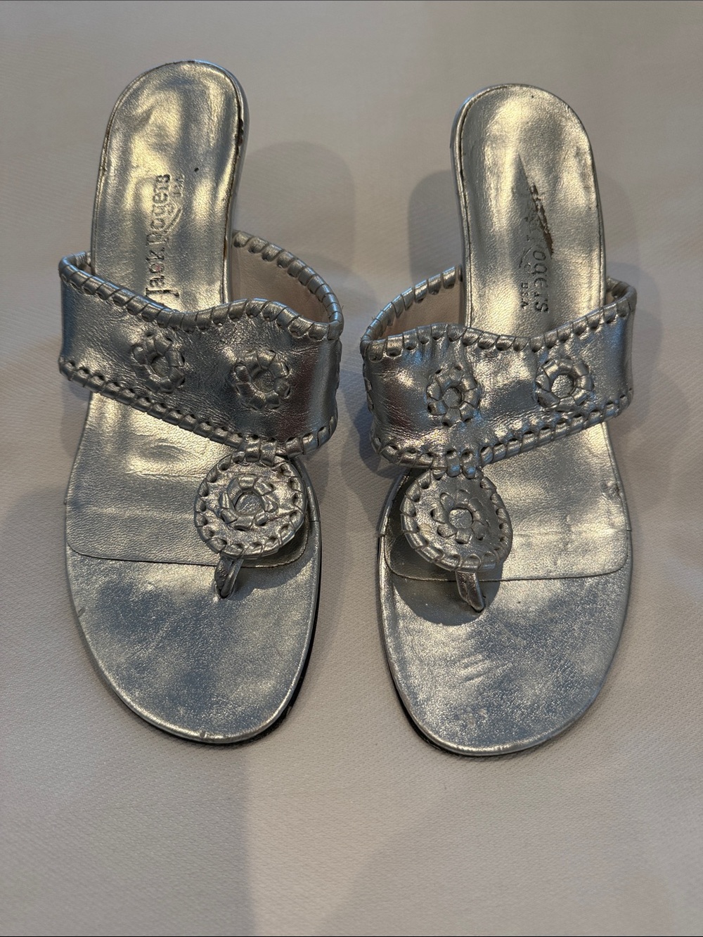 Jack Rogers silver heel